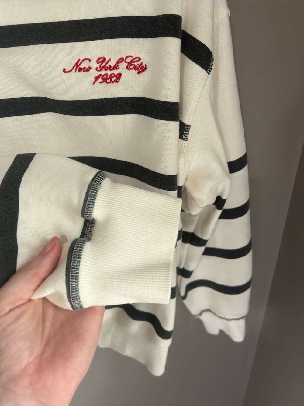 NY Embo Stripe Pullover Sweatshirt - Off White - Lazy Sunday - Picture 11 of 14